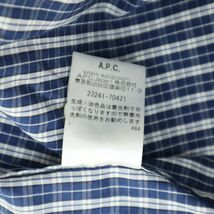 A.P.C. アーペーセー 通年 切替★ 長袖 ウエスタン チェック シャツ Sz.XS　メンズ ネイビー　A3T08613_7#C_画像7