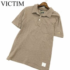 VICTIM ヴィクティム 春夏 カシミヤ混★ ロゴ刺繍 半袖 コットン ポロシャツ Sz.L　メンズ 日本製　A3T08764_7#A