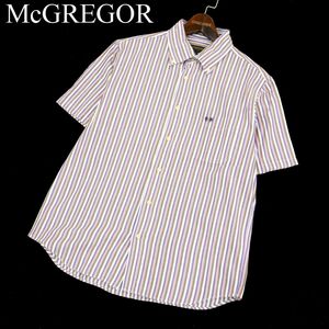 McGREGOR マクレガー 春夏 ロゴ刺繍★ 半袖 ストライプ ボタンダウン シャツ Sz.L　メンズ　A3T08900_7#A