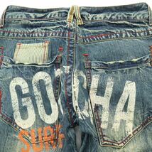 GOTCHA ガッチャ クラッシュ&リペア加工★ ビッグ ロゴ デニム パンツ ジーンズ Sz.S　メンズ サーフ　A3B03605_7#R_画像7