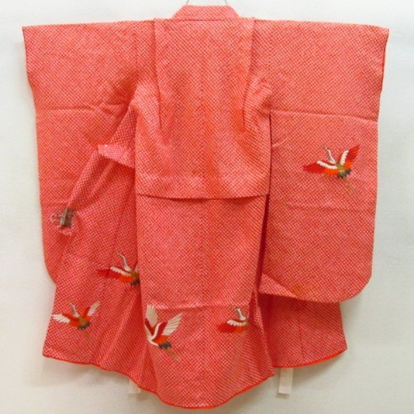 ☆着物10☆ 1円絹子供着物女児用総絞り刺繍襦袢セット袷身丈85cm 裄