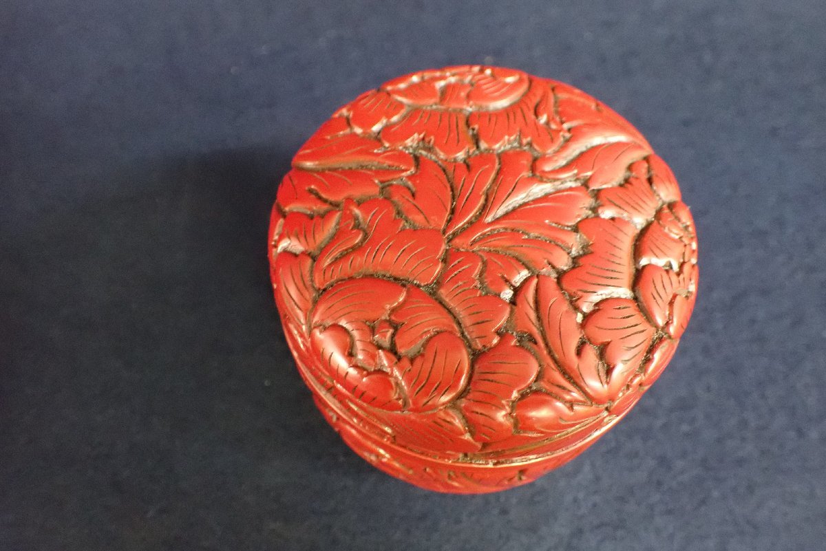 ☆072926 茶道具棗村上堆朱牡丹草紋松谷?木箱付☆ | JChere雅虎拍卖代购