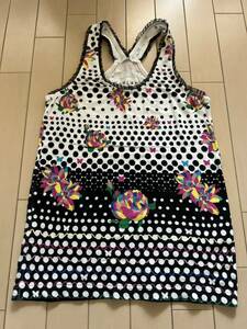  scalar scolar* auger nji- race attaching tank top * dot pattern floral print butterfly . pattern M size * used 