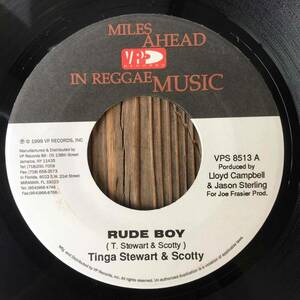 ★1999！FISHERMAN riddim！IRIE！The Taxi Gang！【Tinga Stewart & Scotty - Rude Boy】7inch Joe Frasier / VP Records US