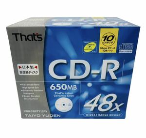 That's 太陽誘電 日本製 高信頼ディスク 650MB データ用 CD-R 48倍速 CASIO タイトルプリンター対応 10枚入り CDR-74WTY10PV