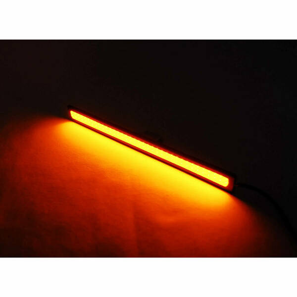 【匿名配送】 COB LED バーライト デイライト オレンジ 2本セット 防水 ブラックフレーム 発光力 強い 橙