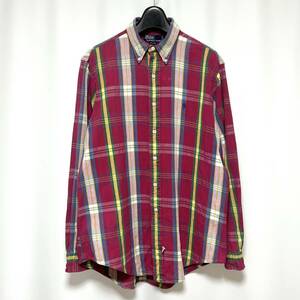 美品 90s Polo Ralph Lauren ポロバイラルフローレン Madras Check Shirts 長袖 マドラスチェック シャツ メンズ Lサイズ オーバーサイズ