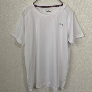 【USED】UNDER ARMOUR アンダーアーマー 半袖Tシャツ プリントロゴ　レディースSMサイズ　白　ジム　トレーニングウェア　フィットネス