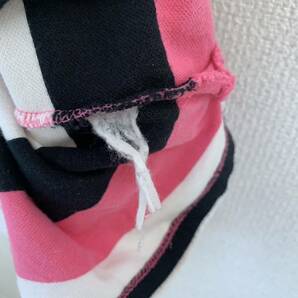 【USED】BODY GLOVE ボディーグローブ 半袖 ポロシャツ レディースLサイズ 白/黒/ピンク ボーダー柄 作業着 ロゴ刺繍の画像9