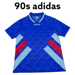 90s adidas　総柄　ゲームシャツ　アディダス　デサント製　ユニフォーム