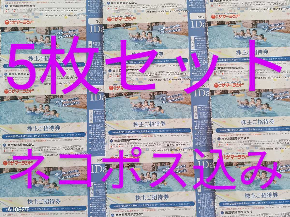 東京サマーランド株主優待券 1Dayパス 4枚 7月~9/24 利用可 ご招待券