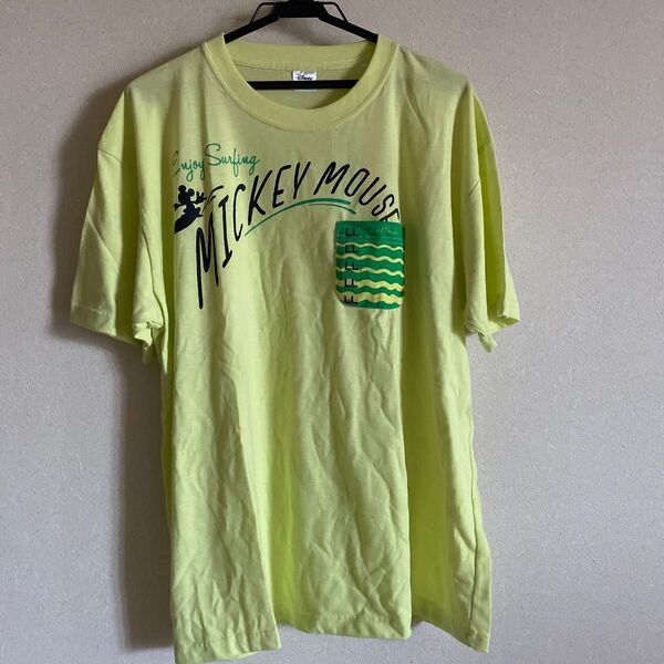 【新品未使用】ミッキー 半袖 Tシャツ Oサイズ LL 蛍光イエロー