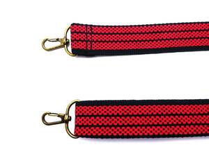 * free shipping * handmade apron shoulder cord * red × white ( removed & adjustment possibility )na ska n metal fittings attaching shoulder cord diagonal .. single goods bag camera strap 