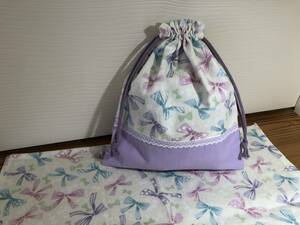  ribbon pop pattern ( anti-bacterial deodorization processing ) lunch sack & place mat hand made 