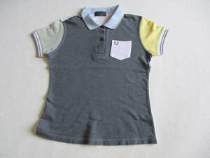  Britain made * lady's UK10 Fred Perry * short sleeves k Lazy pattern deer. . polo-shirt *