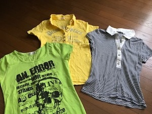 激安★かわいいトップス3枚セット★グリーンのTシャツ★ボーダーもキュート★L★