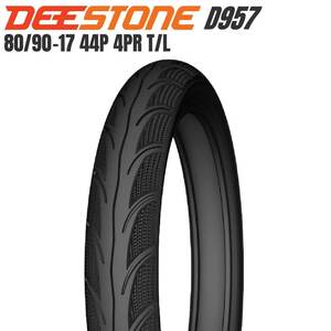 DEESTONE ディーストーン 二輪用 ドライ＆ウエットタイヤ D957 80/90-17 4PR チューブレスタイプ（TL）前後兼用 スーパーカブ