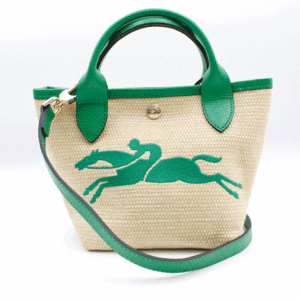 LONGCHAMP Long Champ straw bag 5700005 natural × green 