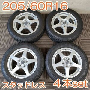 【送料無料】BRIDGESTONE 205/60R16 92Q BLIZZAK VRX2 ブリヂストン 16×6.5J+53 5H×114.3 AFeet アルミ ホイールセット 4本セット YWH072