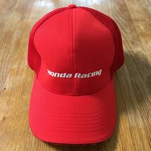 HONDA Racing Red Cap ホンダ レーシング メッシュ キャップ 帽子 レッド 赤 フリーサイズ ユーズド_画像3