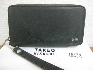 タケオキクチTAKEO KIKUCHI マルゴ　新品（バッグ＆ウォレット) スマートフォン収納可能 長財布 定価 17600円 クロ