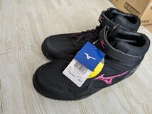 ミズノ SD13H ハイカット 安全靴 軽い 新品未使用 25.5cm 黒×ピンク_画像1