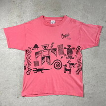 90年代 USA製 BAR&GRILL アドバタイジング 企業ロゴ ネイティブ柄 プリントTシャツ メンズM_画像2