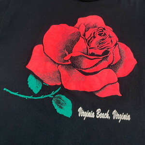 90年代 USA製 薔薇 フラワー アート 発泡プリントTシャツ メンズL