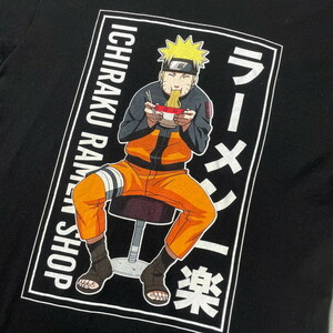 NARUTO 疾風伝 ナルト ラーメン一楽 キャラクタープリントTシャツ メンズM