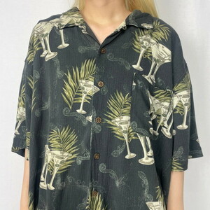 ビッグサイズ CARIBBEAN JOE 総柄 レーヨン アロハシャツ メンズ2XL