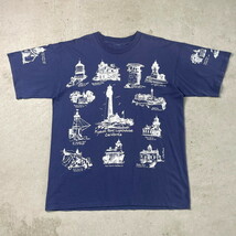 90年代 MICHIGAN RAG CO. ミシガンラグ 灯台 総柄プリント Tシャツ メンズXL相当_画像1
