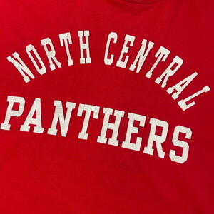 USA製 90年代 north central panthers カレッジチーム 2段 ロゴプリントTシャツ メンズXL