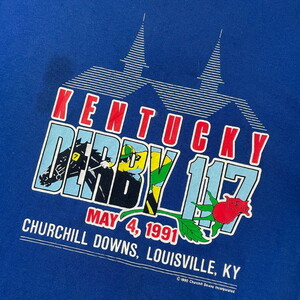 USA製 90年代 KENTUCKY DERBY 1991 競馬 アニマル プリントTシャツ メンズL