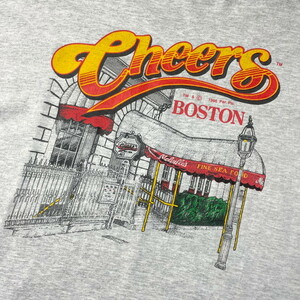 90年代 CHEERS BOSTON 企業ロゴ アドバタイジング アート プリントTシャツ メンズL