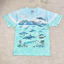 90年代 USA製 LIQUID BLUE 海 タイダイ アート ビッグプリント Tシャツ メンズL_画像2