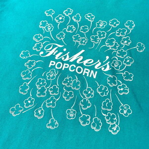 90年代 USA製 FISHER'S POPCORN ポップコーン 企業ロゴ アドバタイジング バックプリントTシャツ メンズ2XL