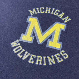 USA製 70年代～80年代 MICHIGAN WOLVERINES カレッジチーム ロゴプリントTシャツ メンズXL