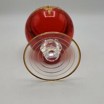 グラス　1客　オレンジ　金彩　アンティーク　花　レトロ　酒器　ワイングラス　カクテルグラス　ベネチアンガラス風【60s1717】_画像5