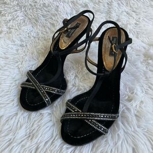 DOLCE&GABBANA Dolce and Gabbana rhinestone strap sandals bell bed black Italy made 36 1/2 lady's Dolce&Gabbana 