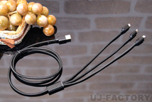 【即納！】★3in1（3イン1）USB 充電ケーブル/1.2m（ブラック）★iphone(ライトニング)×1＋android系マイクロUSB(タイプB)×2/iQOS対応_画像2