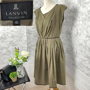 LANVIN COLLECTION ランバンコレクション レディース 40 L程度 袖なしワンピース カーキ ノースリーブ ドレス