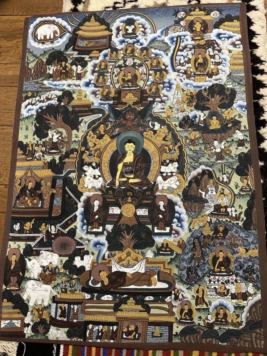 Thangka buddhistische Malerei, handgemaltes Mandala, Buddhistische Kunst, Tibet, Buddhismus, Buddha-Figur, Heiliges Mandala Thangka handgemaltes Mandala Mandala Mandala ca. 75cm x 58cm In einem Top Zustand., Kunstwerk, Malerei, Andere
