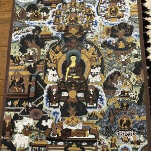 タンカ　仏画　肉筆　曼荼羅　仏教美術 チベット 仏教 仏像 聖 曼荼羅タンカ肉筆　曼荼羅　曼陀羅　マンダラ　　　約75㎝×約58㎝　美品。