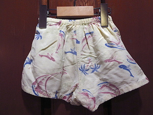  Vintage 40's50's*FUNSTEN Kids fish total pattern swimming shorts absolute size W32cm~52cm*230710c3-k-swim-wf 1940s1950s swimsuit bottoms 