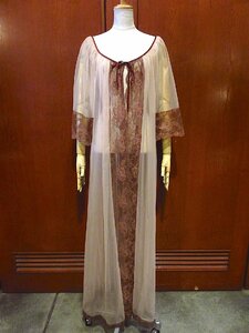  Vintage 60's70's*Jenelle race × see-through gown tea size L*230706c4-w-gwn lady's low b old clothes antique 