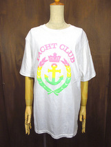 ビンテージ80’s90’s●YACHT CLUBプリントTシャツ白size L●230708j3-m-tsh-ot古着1980s1990sシングルステッチ_画像1