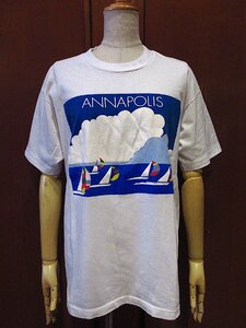 ビンテージ90's●ANNAPOLIS海&ヨットプリントTシャツ白size L●230727c6-m-tsh-ot 1990sアナポリスsea半袖トップス