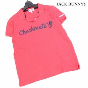 JACK BUNNY!! ジャックバニー パーリーゲイツ 春夏 プリント♪ 半袖 鹿の子 ポロシャツ Sz.2　レディース ゴルフ　K3T00026_7#A