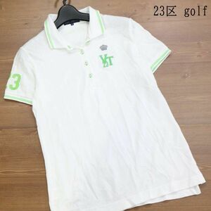 23区 golf ゴルフ 春夏 ロゴ ワッペン♪ 半袖 鹿の子 ポロシャツ Sz.2　レディース 白　K3T00090_7#A