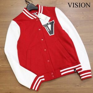 [ new goods unused ] VISION STREET WEAR Vision through year large Logo! sweat stadium jumper jacket Sz.M lady's red K3T00095_7#O